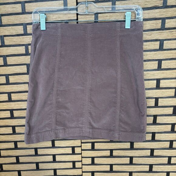 Free People Tan Modern Femme Corduroy Mini Skirt Size 6 - Picture 2 of 6